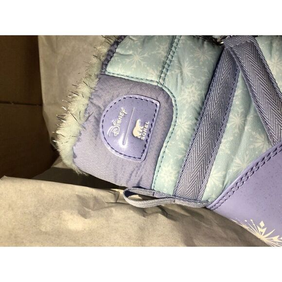 DISNEY X SOREL YOUTH WHITNEY FROZEN ELSA BOOTS FROSTED PURPLE SILVER Sz 5M US/37 - Picture 2 of 16